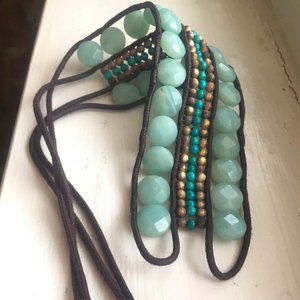 Patricia Candido Amazonite, Turquoise, Sterling Kashmiri Silver Beaded Bracelet